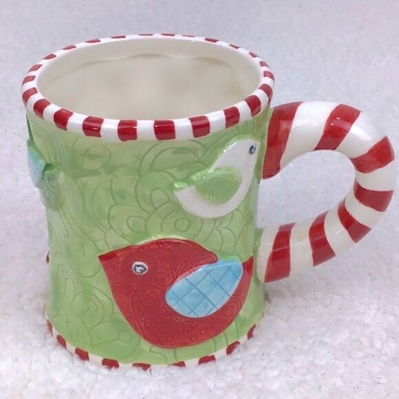 MudPie Candy Cane Christmas PEACE Bird Mug - Picture 4 of 9